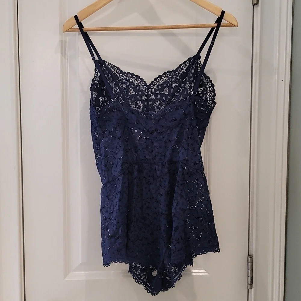 Victoria's Secret Navy Blue Lace Romper - Size XS